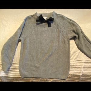 J. CREW Grey Oversized Front Bow Sweater